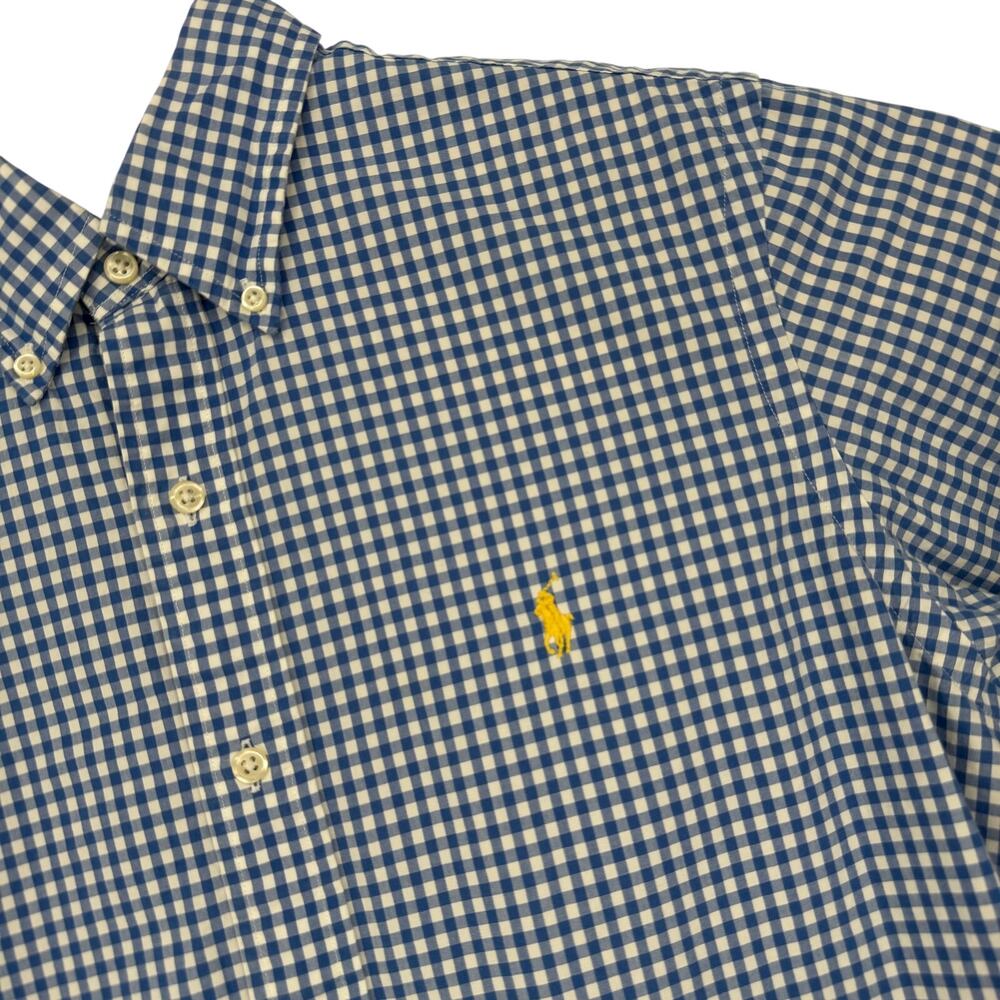 Ralph Lauren Button Down Long Sleeve Men's Size‎ Medium Blue White Checkered